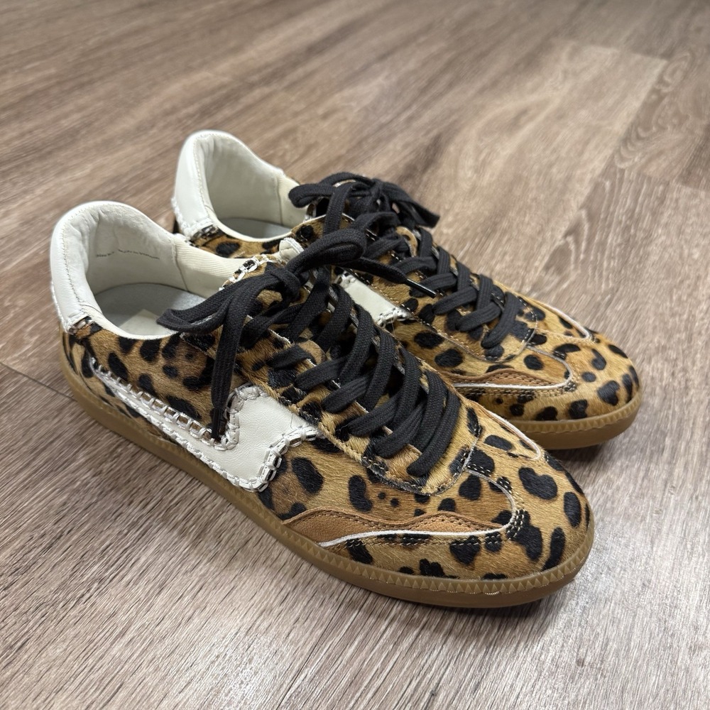 DV Dolce Vita Women's Leopard Print Sneakers With Brown Laces Size 9.5